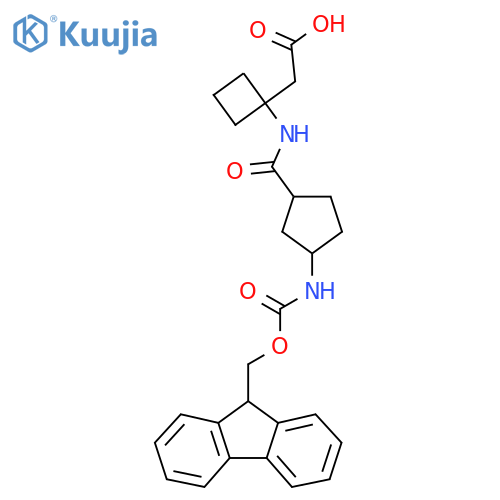 2-{1-3-({(9H-fluoren-9-yl)methoxycarbonyl}amino)cyclopentaneamidocyclobutyl}acetic acid structure