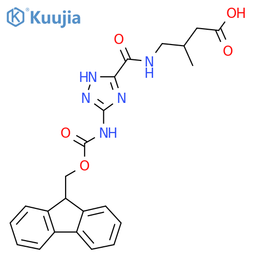4-{5-({(9H-fluoren-9-yl)methoxycarbonyl}amino)-1H-1,2,4-triazol-3-ylformamido}-3-methylbutanoic acid structure