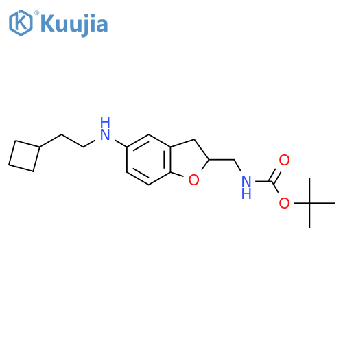 tert-butyl N-({5-(2-cyclobutylethyl)amino-2,3-dihydro-1-benzofuran-2-yl}methyl)carbamate structure
