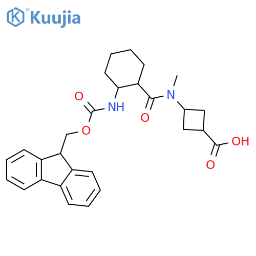 3-N-methyl2-({(9H-fluoren-9-yl)methoxycarbonyl}amino)cyclohexaneamidocyclobutane-1-carboxylic acid structure