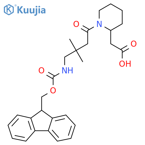 2-{1-4-({(9H-fluoren-9-yl)methoxycarbonyl}amino)-3,3-dimethylbutanoylpiperidin-2-yl}acetic acid structure