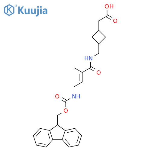 2-(3-{4-({(9H-fluoren-9-yl)methoxycarbonyl}amino)-2-methylbut-2-enamidomethyl}cyclobutyl)acetic acid structure