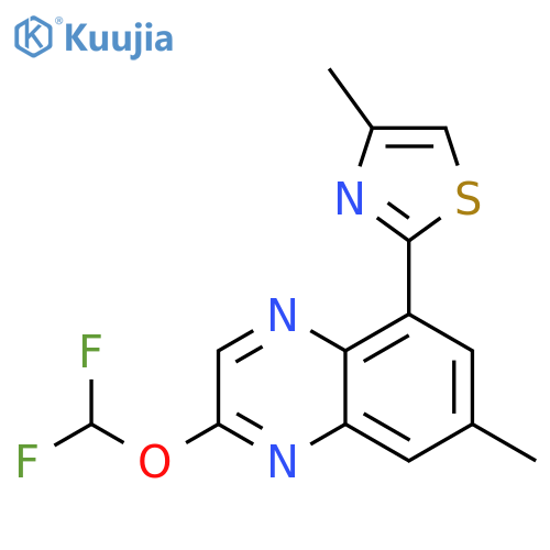 2-[2-(difluoromethoxy)-7-methyl-quinoxalin-5-yl]-4-methyl-thiazole structure