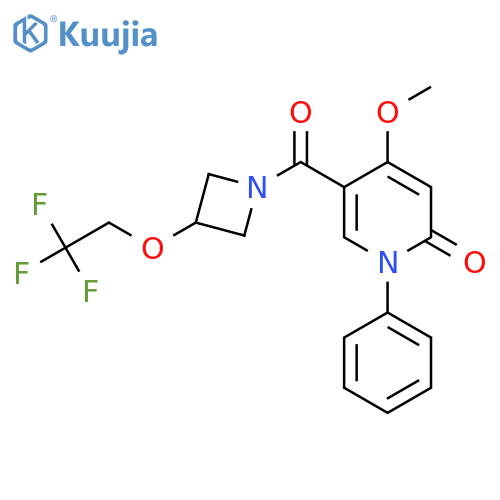 4-methoxy-1-phenyl-5-3-(2,2,2-trifluoroethoxy)azetidine-1-carbonyl-1,2-dihydropyridin-2-one structure