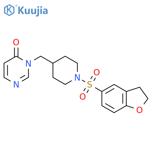 3-{1-(2,3-dihydro-1-benzofuran-5-sulfonyl)piperidin-4-ylmethyl}-3,4-dihydropyrimidin-4-one structure