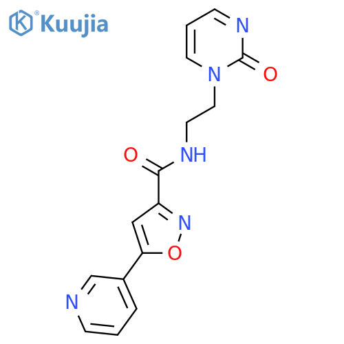 N-[2-(2-oxo-1,2-dihydropyrimidin-1-yl)ethyl]-5-(pyridin-3-yl)-1,2-oxazole-3-carboxamide structure