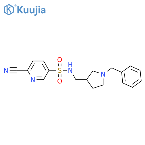 N-(1-benzylpyrrolidin-3-yl)methyl-6-cyanopyridine-3-sulfonamide structure