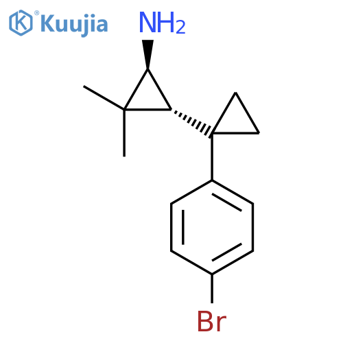 rac-(1R,3S)-3-1-(4-bromophenyl)cyclopropyl-2,2-dimethylcyclopropan-1-amine structure