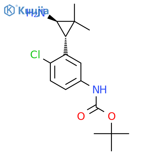 rac-tert-butyl N-{3-(1R,3R)-3-amino-2,2-dimethylcyclopropyl-4-chlorophenyl}carbamate structure