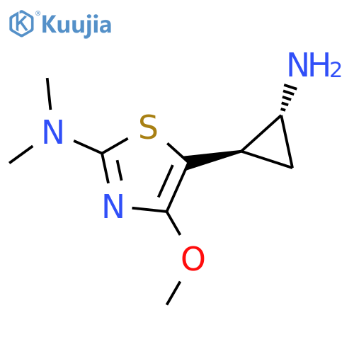 rac-5-(1R,2R)-2-aminocyclopropyl-4-methoxy-N,N-dimethyl-1,3-thiazol-2-amine structure