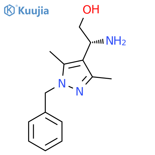 (2R)-2-amino-2-(1-benzyl-3,5-dimethyl-1H-pyrazol-4-yl)ethan-1-ol structure
