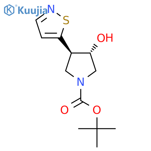 rac-tert-butyl (3R,4S)-3-hydroxy-4-(1,2-thiazol-5-yl)pyrrolidine-1-carboxylate structure