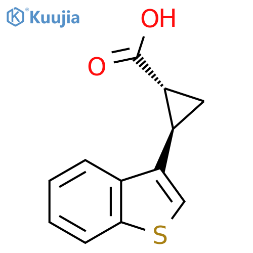 rac-(1R,2R)-2-(1-benzothiophen-3-yl)cyclopropane-1-carboxylic acid structure