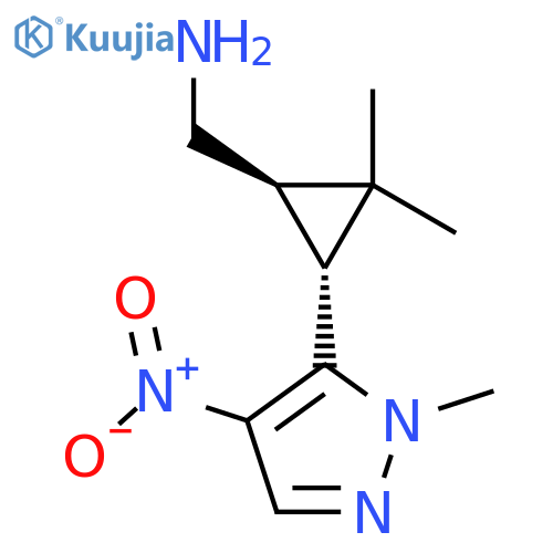 rac-(1R,3R)-2,2-dimethyl-3-(1-methyl-4-nitro-1H-pyrazol-5-yl)cyclopropylmethanamine structure