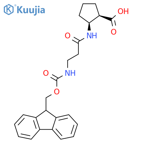 rac-(1R,2S)-2-3-({(9H-fluoren-9-yl)methoxycarbonyl}amino)propanamidocyclopentane-1-carboxylic acid structure