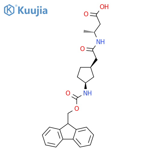(3R)-3-{2-(1RS,3SR)-3-({(9H-fluoren-9-yl)methoxycarbonyl}amino)cyclopentylacetamido}butanoic acid structure