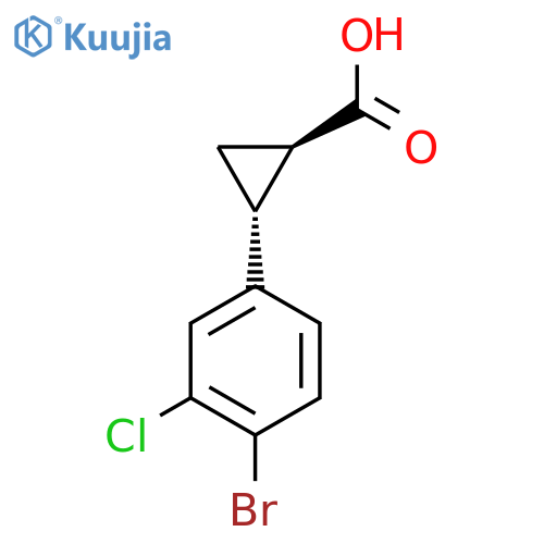 rac-(1R,2R)-2-(4-bromo-3-chlorophenyl)cyclopropane-1-carboxylic acid, trans structure
