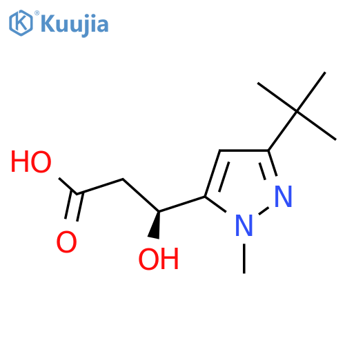 (3S)-3-(3-tert-butyl-1-methyl-1H-pyrazol-5-yl)-3-hydroxypropanoic acid structure