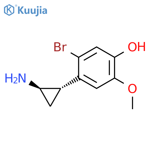 rac-4-(1R,2S)-2-aminocyclopropyl-5-bromo-2-methoxyphenol structure