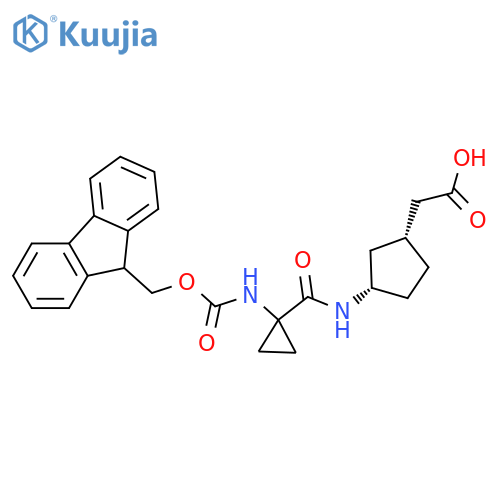 rac-2-(1R,3S)-3-1-({(9H-fluoren-9-yl)methoxycarbonyl}amino)cyclopropaneamidocyclopentylacetic acid structure
