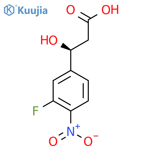 (3S)-3-(3-fluoro-4-nitrophenyl)-3-hydroxypropanoic acid structure