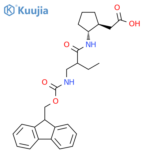 rac-2-(1R,2S)-2-{2-({(9H-fluoren-9-yl)methoxycarbonyl}amino)methylbutanamido}cyclopentylacetic acid structure