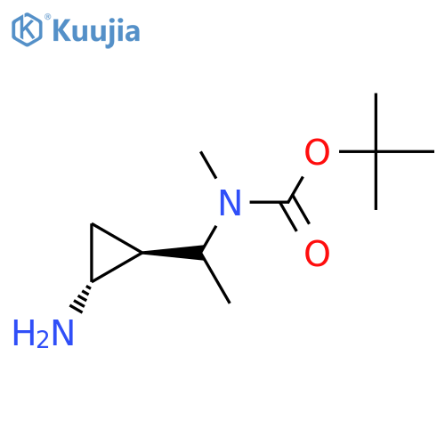 rac-tert-butyl N-{1-(1R,2R)-2-aminocyclopropylethyl}-N-methylcarbamate structure