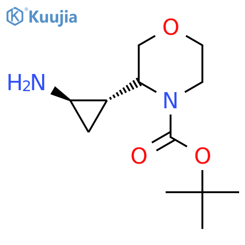 rac-tert-butyl 3-(1R,2R)-2-aminocyclopropylmorpholine-4-carboxylate structure