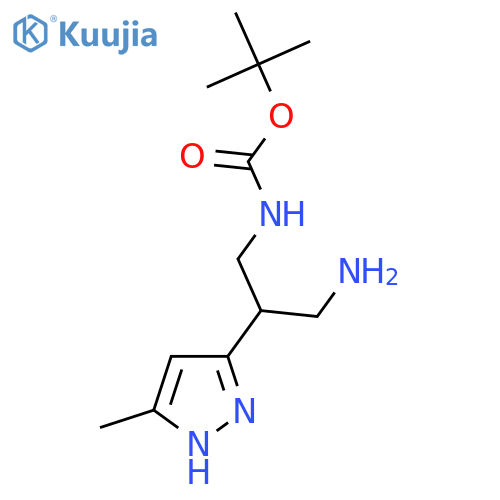 tert-butyl N-3-amino-2-(5-methyl-1H-pyrazol-3-yl)propylcarbamate structure