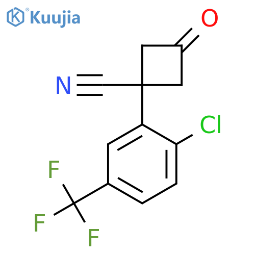 1-[2-Chloro-5-(trifluoromethyl)phenyl]-3-oxocyclobutane-1-carbonitrile structure