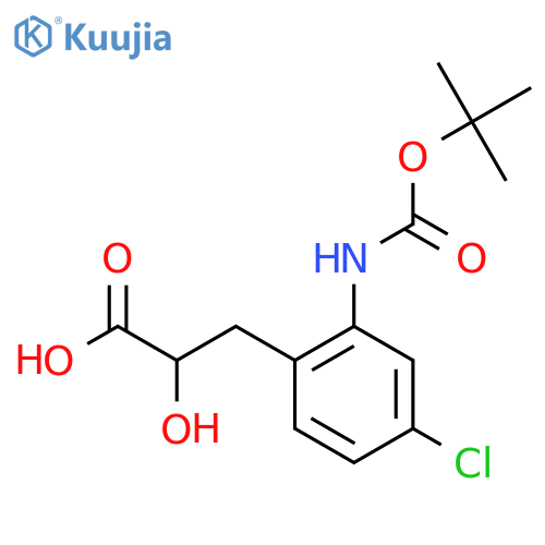 3-(2-{(tert-butoxy)carbonylamino}-4-chlorophenyl)-2-hydroxypropanoic acid structure