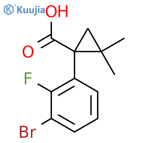 1-(3-bromo-2-fluorophenyl)-2,2-dimethylcyclopropane-1-carboxylic acid structure