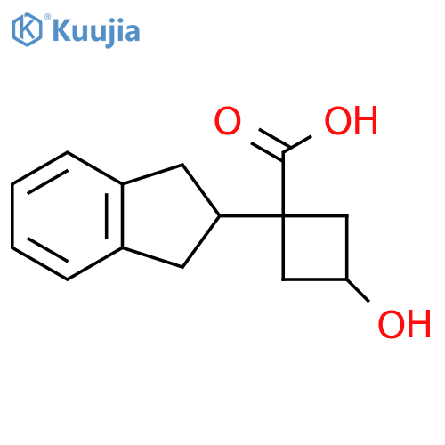 1-(2,3-dihydro-1H-inden-2-yl)-3-hydroxycyclobutane-1-carboxylic acid structure