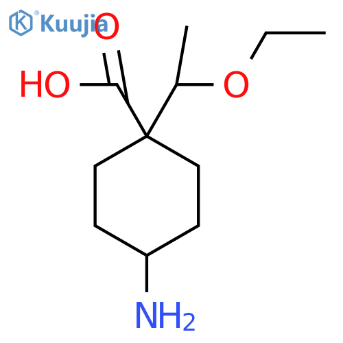4-amino-1-(1-ethoxyethyl)cyclohexane-1-carboxylic acid structure
