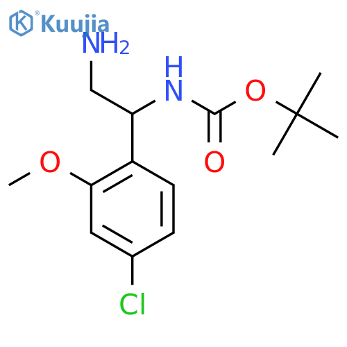tert-butyl N-2-amino-1-(4-chloro-2-methoxyphenyl)ethylcarbamate structure