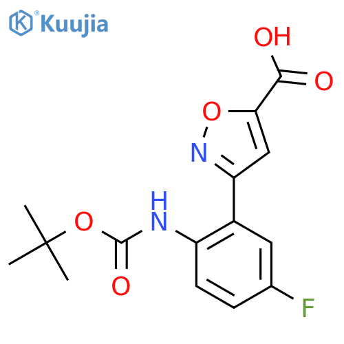 3-(2-{(tert-butoxy)carbonylamino}-5-fluorophenyl)-1,2-oxazole-5-carboxylic acid structure