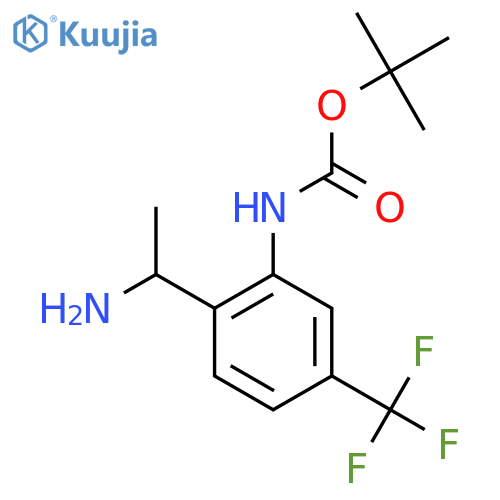 tert-butyl N-2-(1-aminoethyl)-5-(trifluoromethyl)phenylcarbamate structure