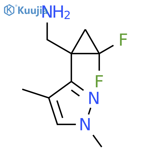 1-(1,4-dimethyl-1H-pyrazol-3-yl)-2,2-difluorocyclopropylmethanamine structure