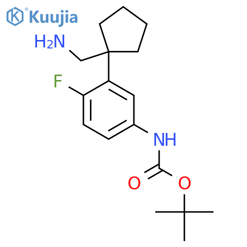 tert-butyl N-{3-1-(aminomethyl)cyclopentyl-4-fluorophenyl}carbamate structure