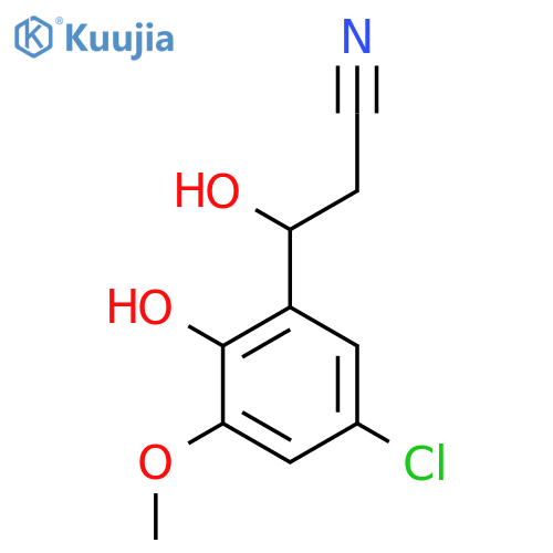3-(5-chloro-2-hydroxy-3-methoxyphenyl)-3-hydroxypropanenitrile structure
