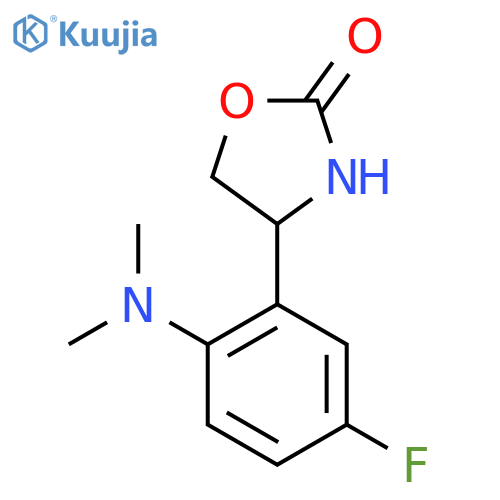 4-2-(dimethylamino)-5-fluorophenyl-1,3-oxazolidin-2-one structure