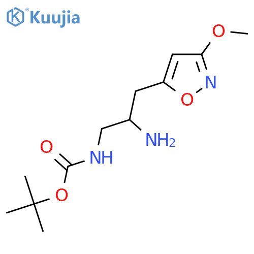 tert-butyl N-2-amino-3-(3-methoxy-1,2-oxazol-5-yl)propylcarbamate structure