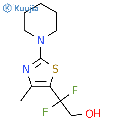 2,2-difluoro-2-4-methyl-2-(piperidin-1-yl)-1,3-thiazol-5-ylethan-1-ol structure