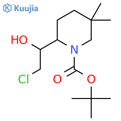 tert-butyl 2-(2-chloro-1-hydroxyethyl)-5,5-dimethylpiperidine-1-carboxylate structure