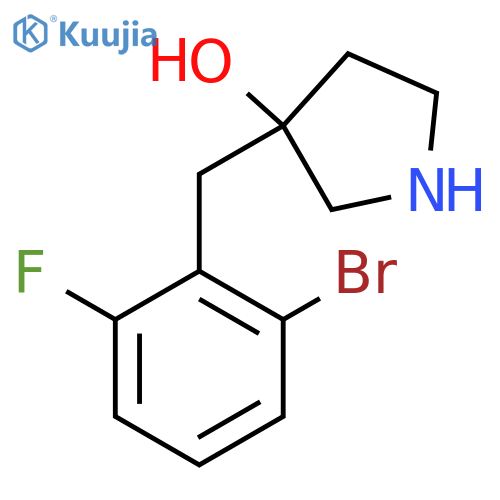 3-(2-bromo-6-fluorophenyl)methylpyrrolidin-3-ol structure