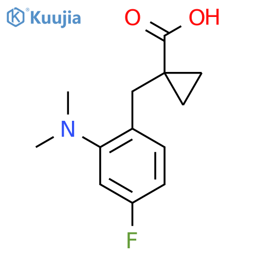 1-{2-(dimethylamino)-4-fluorophenylmethyl}cyclopropane-1-carboxylic acid structure