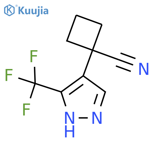 1-3-(trifluoromethyl)-1H-pyrazol-4-ylcyclobutane-1-carbonitrile structure