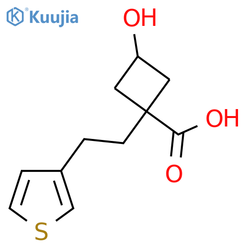 3-hydroxy-1-2-(thiophen-3-yl)ethylcyclobutane-1-carboxylic acid structure