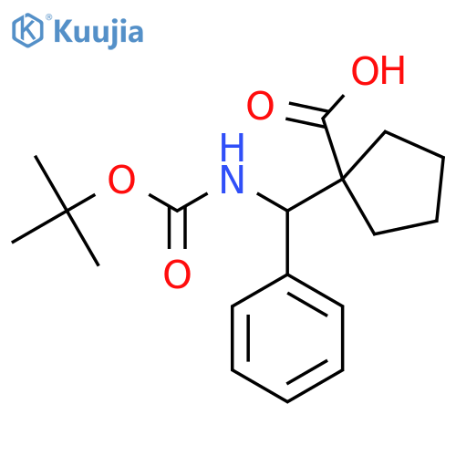 1-({(tert-butoxy)carbonylamino}(phenyl)methyl)cyclopentane-1-carboxylic acid structure