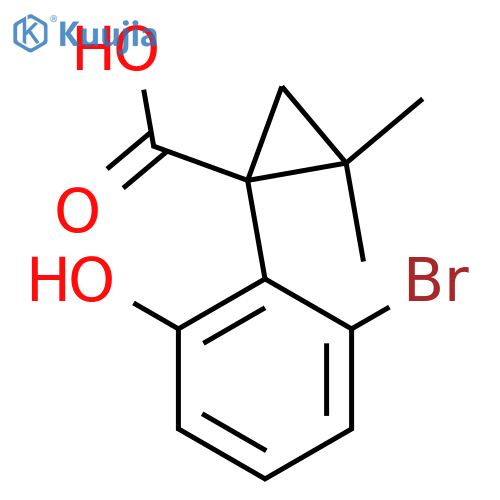 1-(2-bromo-6-hydroxyphenyl)-2,2-dimethylcyclopropane-1-carboxylic acid structure